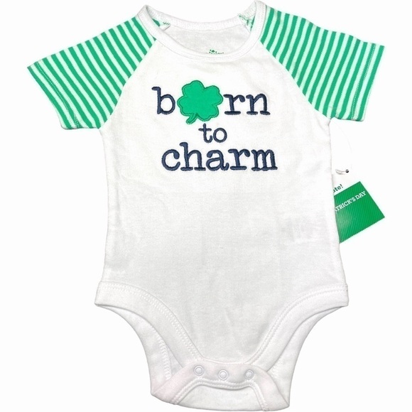 Way to Celebrate NWT Unisex Born to Charm St Patrick’s Day Outfit Size 0-3 Mos - Picture 3 of 15